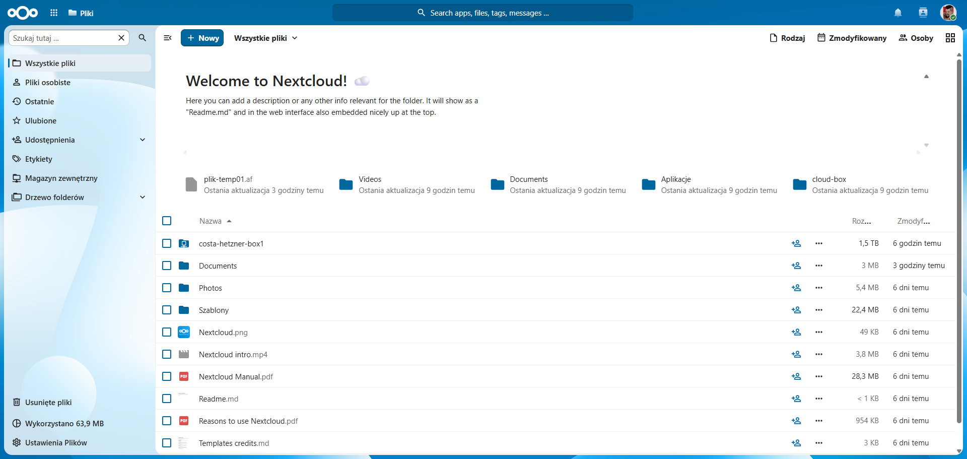 Nextcloud z podmontowanym, cachowanym udziałem na Hetznerze Nextcloud z podmontowanym, cachowanym udziałem na Hetznerze